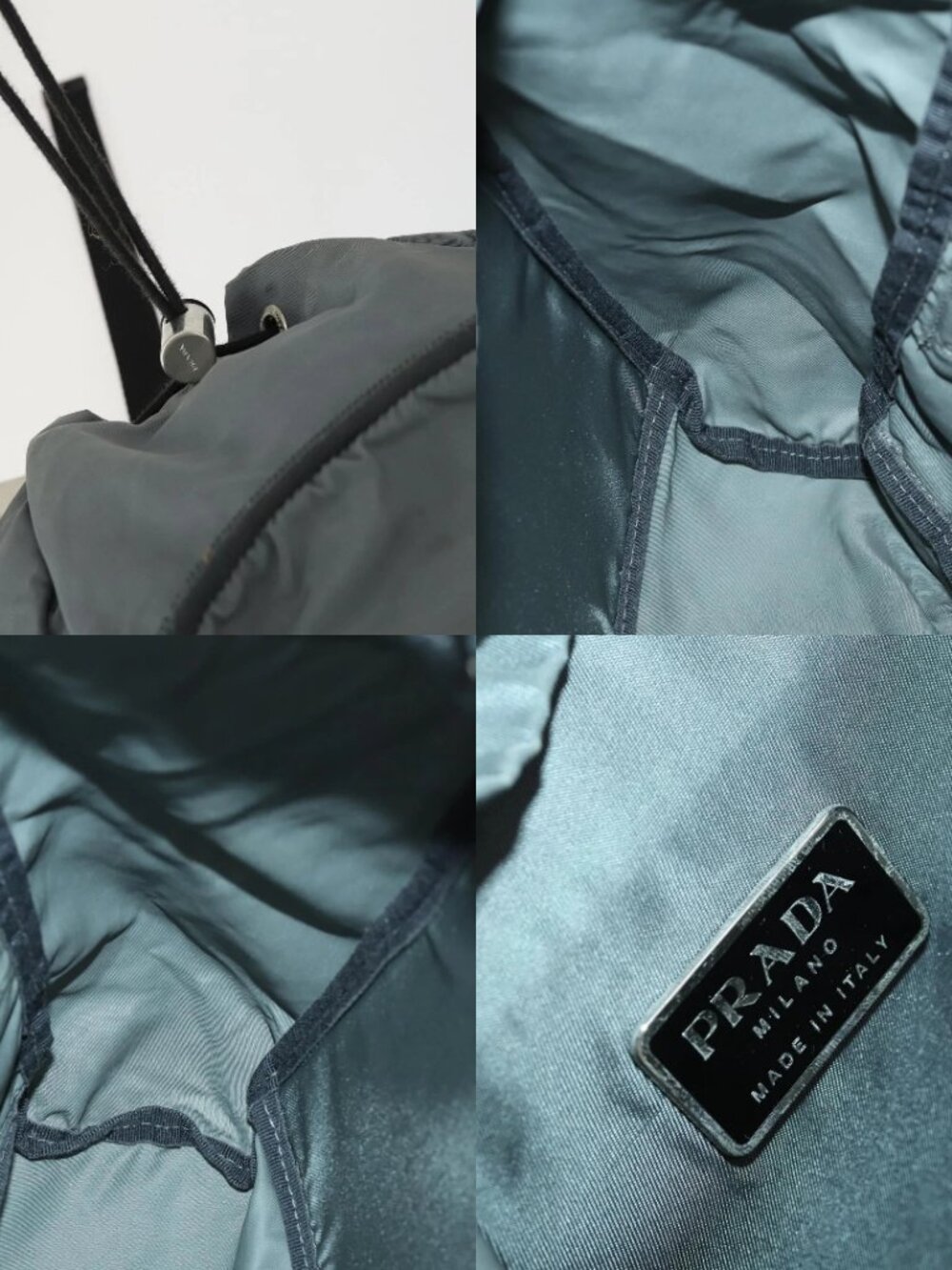 PRADA Backpack Nylon Gray Silver Auth BA10134 - Picture 15 of 15